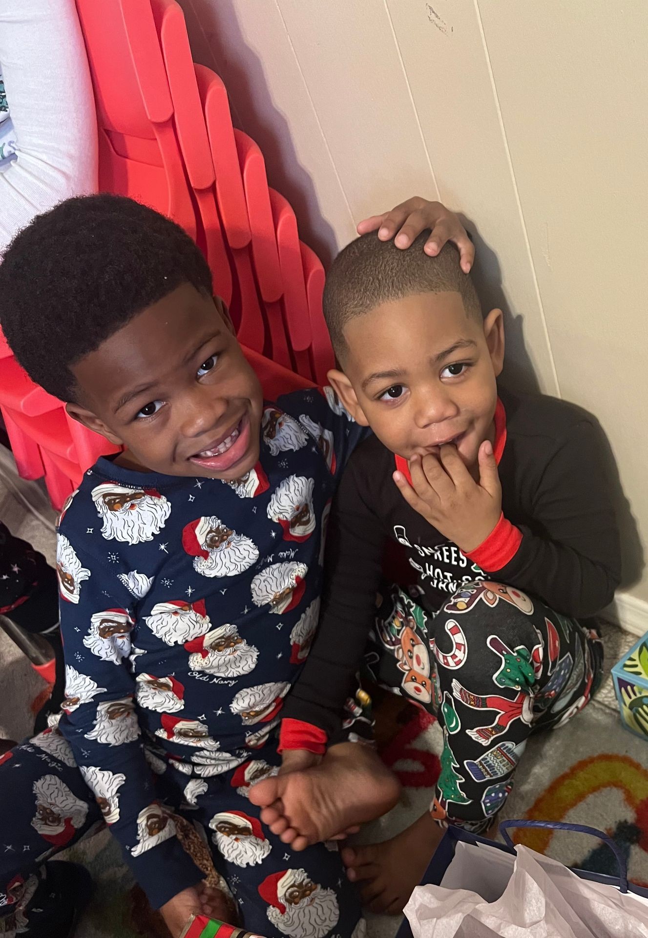 Jr and Drew Christmas PJs